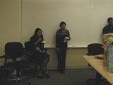 Sonali and Sirisha eating cake