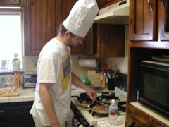 Dave making breakfast