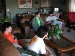 Guys watching television